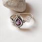 Boho Style Silver Ring with Pear-Cut Amethyst Gemstone