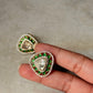 925 Sterling Silver Gold Plated Antique Moissanite Polki Green Kundan Triangle Studs Earrings