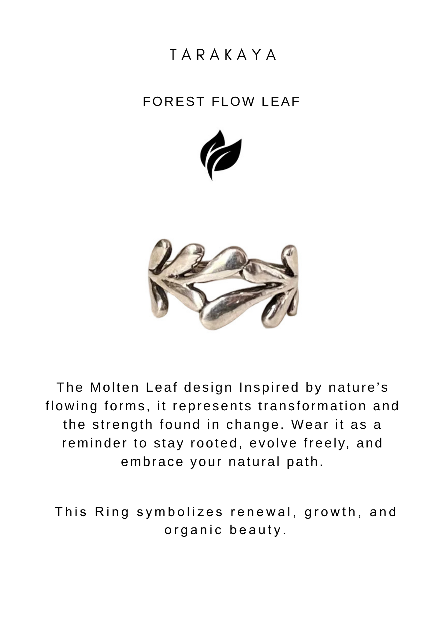 925 Sterling Silver Molten Leaf Chunky Ring