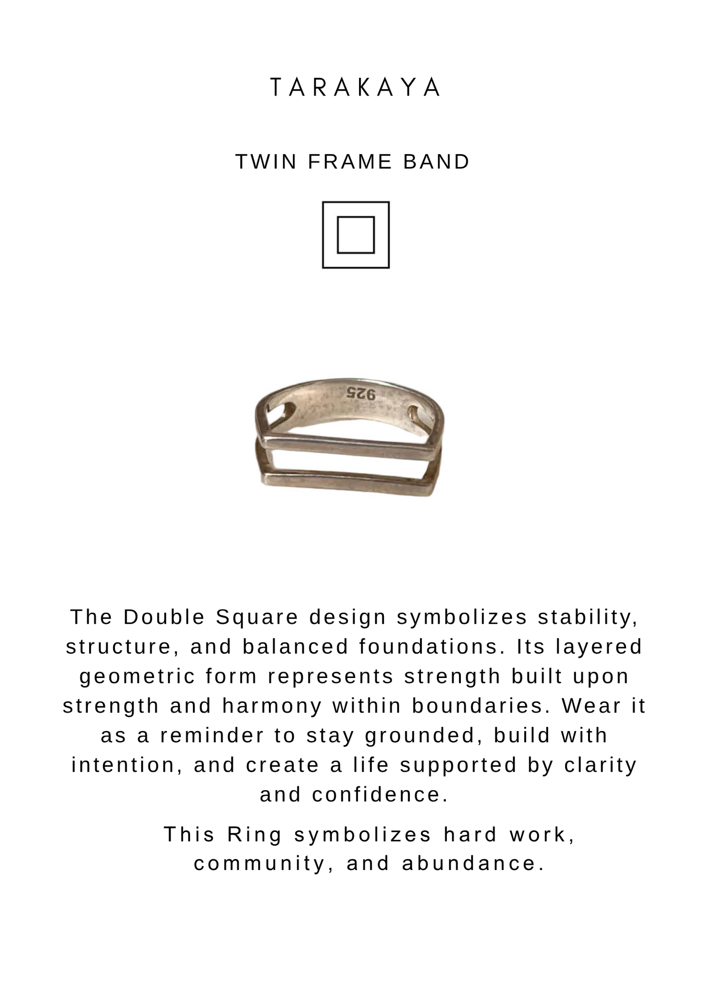 925 Sterling Silver Double Square Stackable Ring