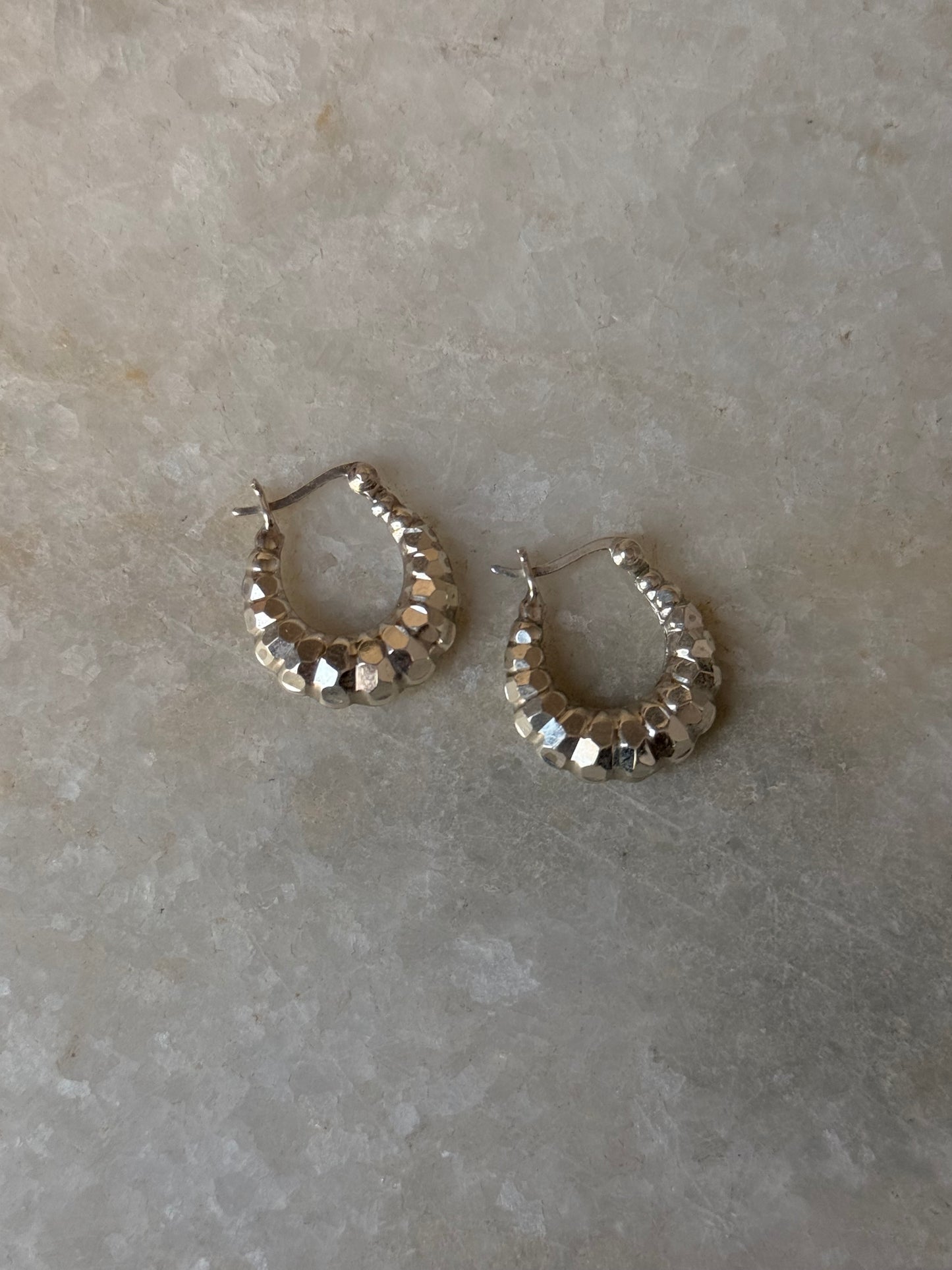 925 Sterling Silver Chunky Italian Disco U Hoops Earrings