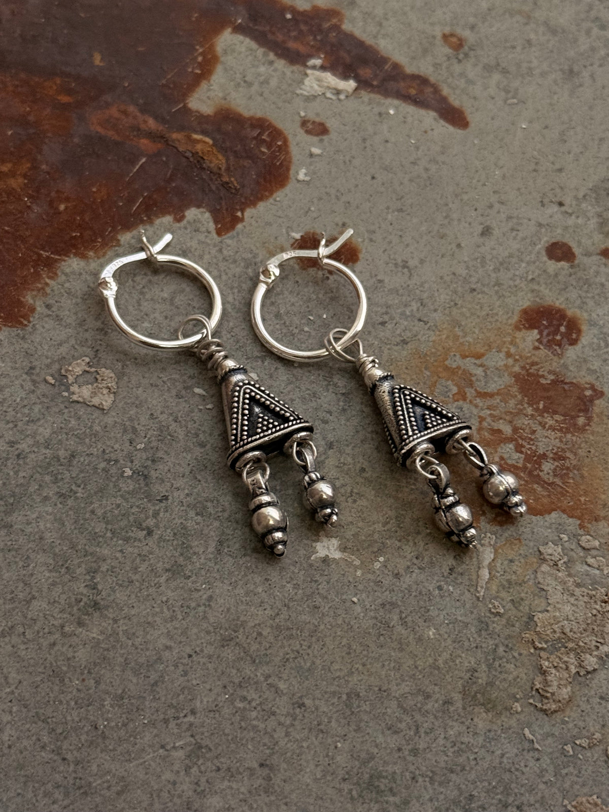 925 Sterling Silver Handcrafted Mandali Rawa Hoops Earrings
