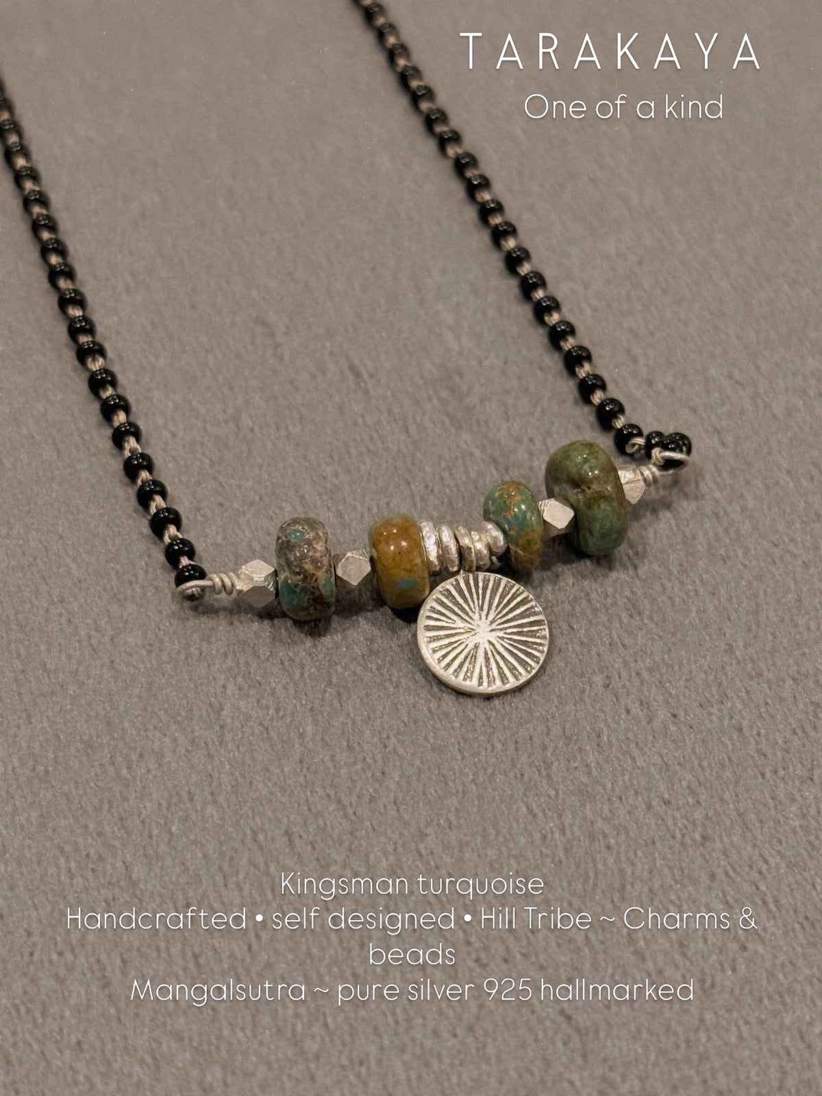 925 Sterling Silver Coin Kingsman Turquoise Hill Tribe-Handcrafted One of a Kind Boho Style Mangalsutra