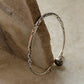 925 Sterling Silver Antique Hill Tribe Handcrafted Adjustable Kada With Hanging Charm