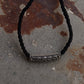 925 Sterling Silver Black Leather Cord Knot Mandali Choker Necklace