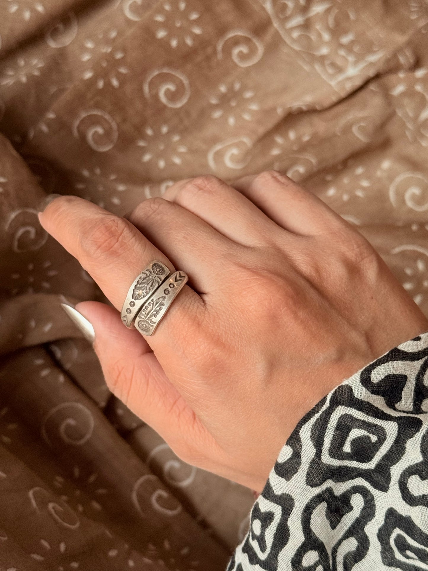 925 Sterling Silver Bohemian Hill Tribe Handcrafted Wild Sage Adjustable Ring