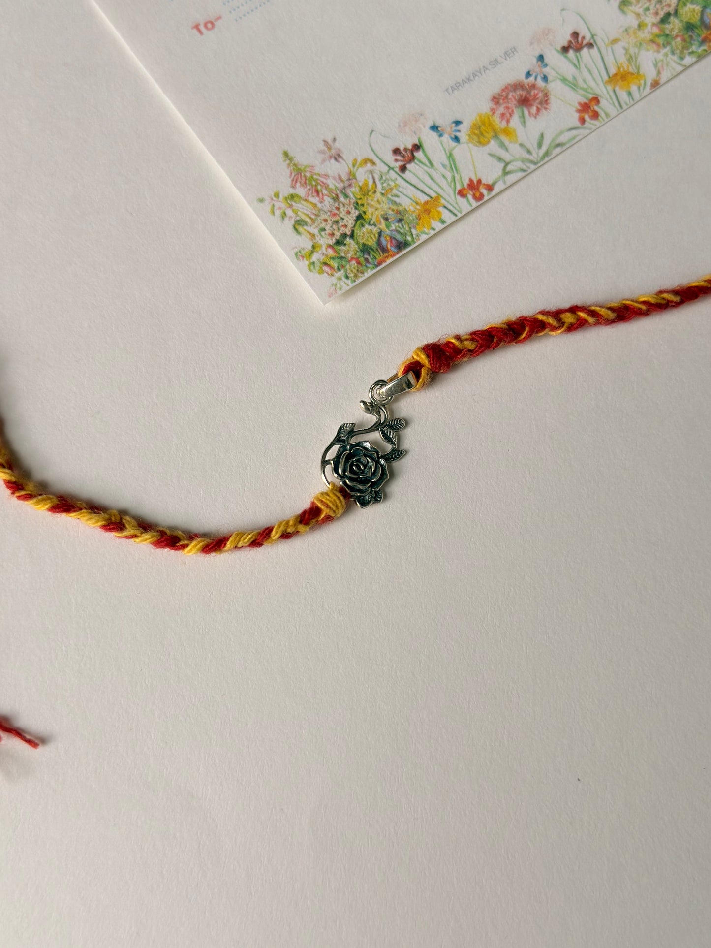 925 Sterling Silver Vintage Rose Reusable as Pendant Handcrafted Rakhi