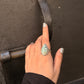 925 Sterling Silver Blue Agate Pear Boho Ring