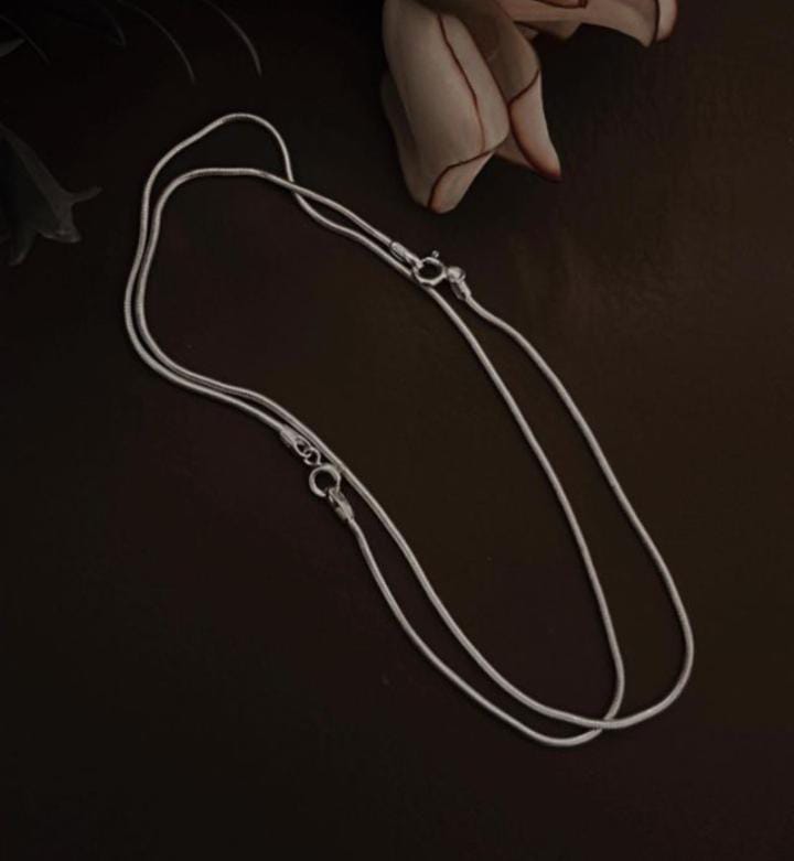 Elegant pure silver anklet featuring a classic snake chain