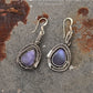 925 Sterling Silver Purple Geode Shiney Wire Wrap Gothic Hook Earrings