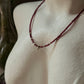 925 Sterling Silver Garnet Box 2mm Flower Charm Necklace