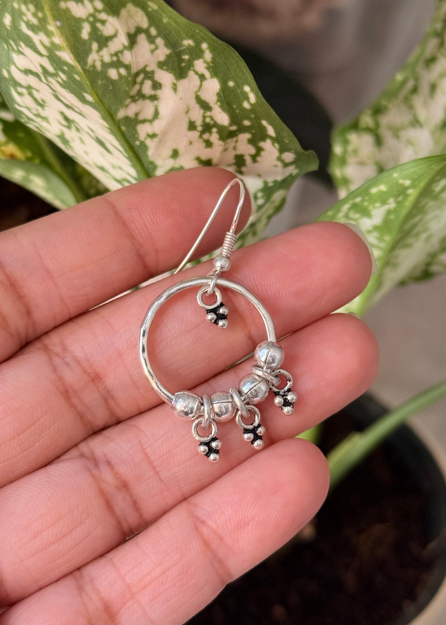 925 Sterling Silver Tribal Boho Rawa Charm Handmade Earrings