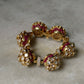 Elegant 925 Sterling Silver Gold Plated Antique Pink Kundan Statement Bracelet 