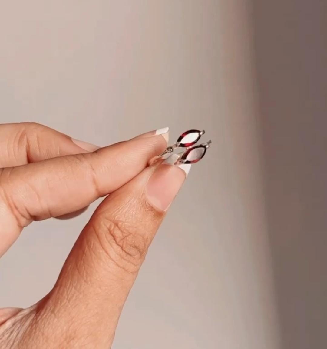 Garnet marquise double stone ring in sterling silver for a bold look