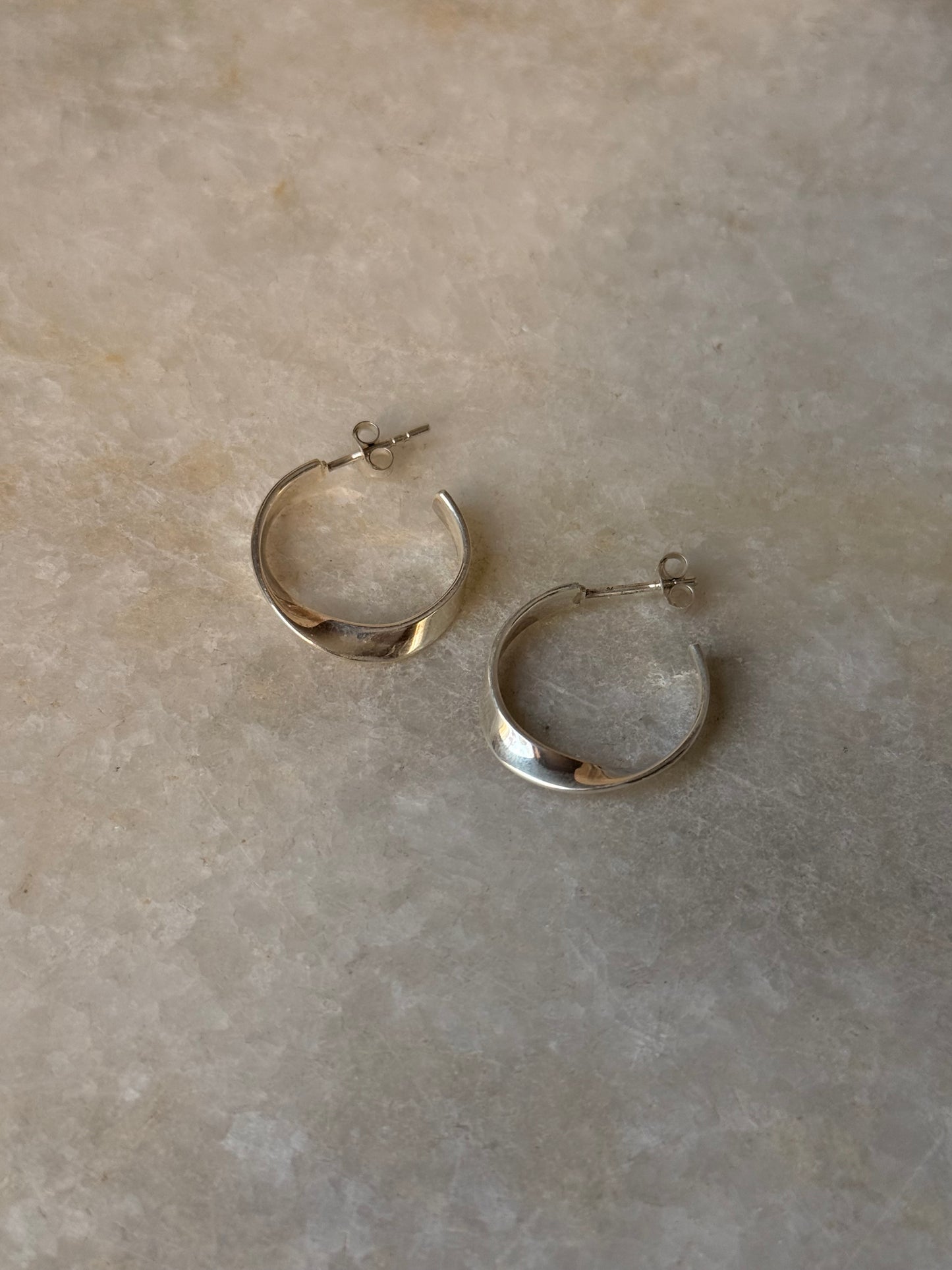 925 Sterling Silver Italian Twist Half Hoops