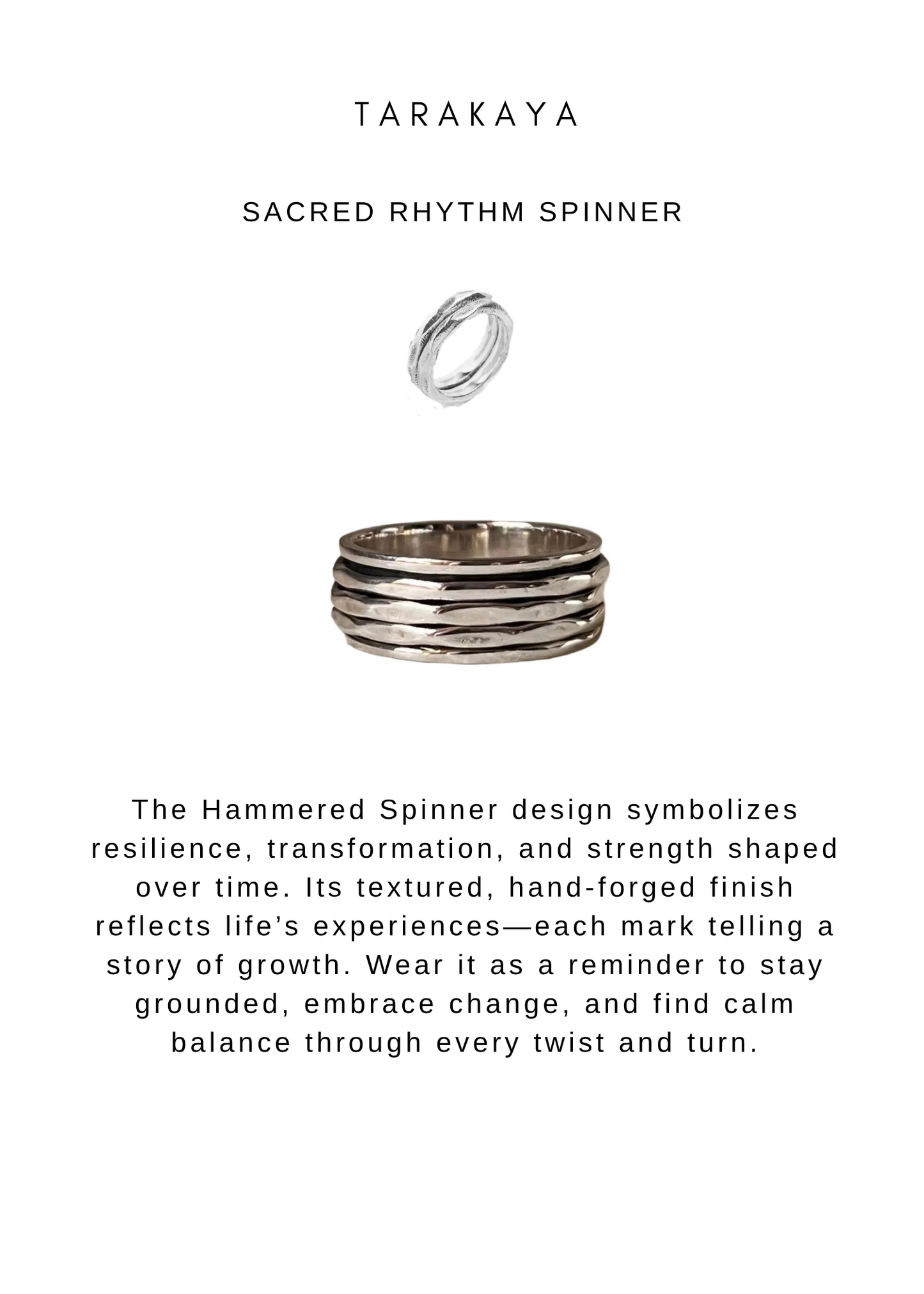 925 Sterling Silver Hammered Boho Spinner/ Meditation/ Jaap Ring