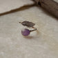 925 Sterling Silver Amethyst Feather Adjustable Band Ring