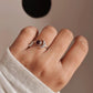 Adjustable Silver Ring with Amethyst Crescent Moon Design 