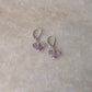 925 Sterling Silver Amethyst Butterfly & Pearls Lever Back Earrings