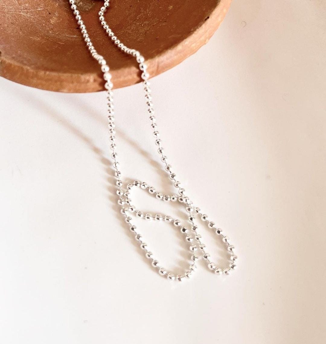 Handcrafted dot ball silver chain with intricate beadwork