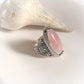 Rose Quartz Boho Oval Statement Ring in Silver