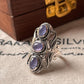 Unique tanzanite 3 stone silver ring for bold style