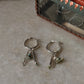 925 Sterling Silver Turquoise Beads, Silver Beads , Paper Clip Chain Hangings Removable Charms Self Designed Handcrafted Italian Hoops Earrings