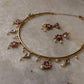 925 Sterling Silver Red Stone , Fresh Water Pearls & Kundan Polki Handcrafted Gold Plated Necklace Set