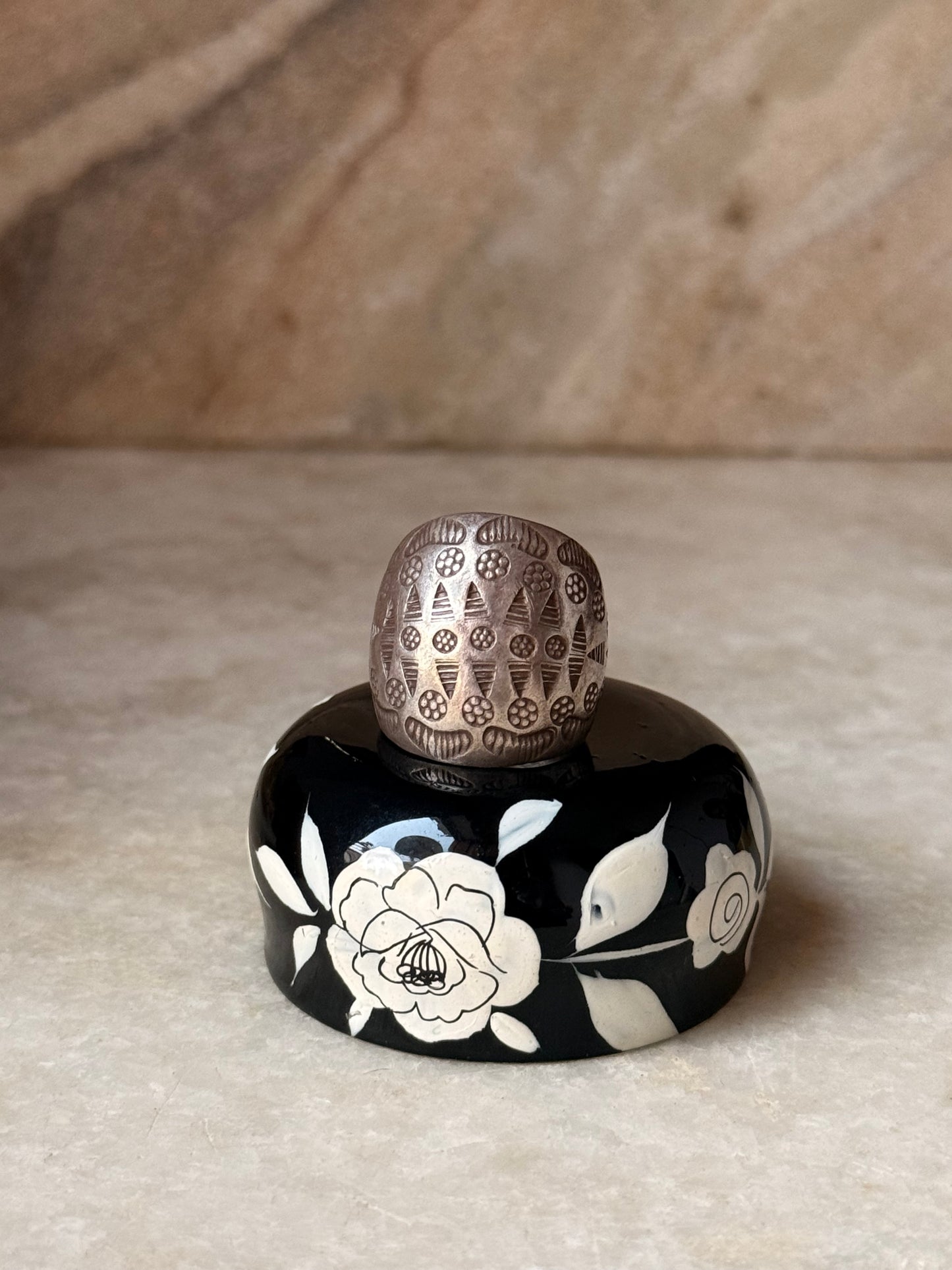 925 Sterling Silver Bohemian Imported Handcrafted Tribal Dome Adjustable Ring