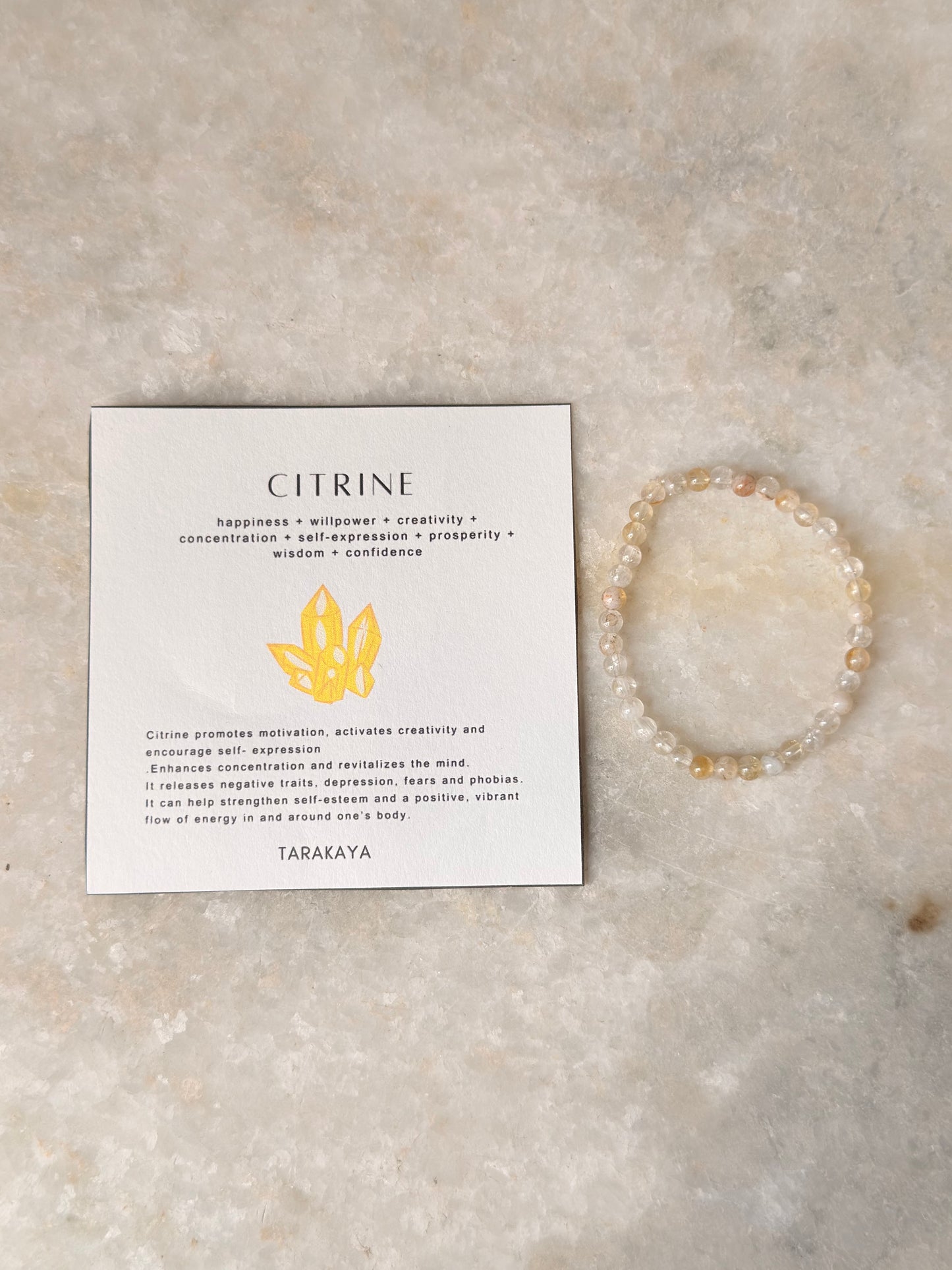 Natural Crystal Citrine 4mm Bracelet