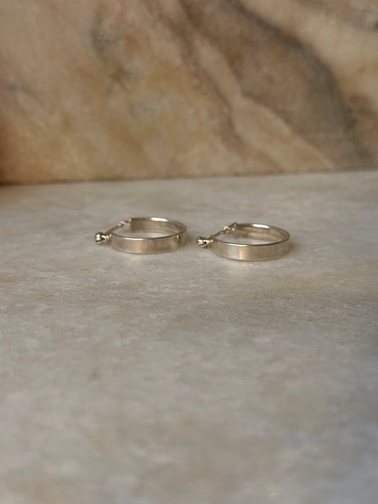 925 Sterling Silver Chunky Italian Plain Rectangular Hoops