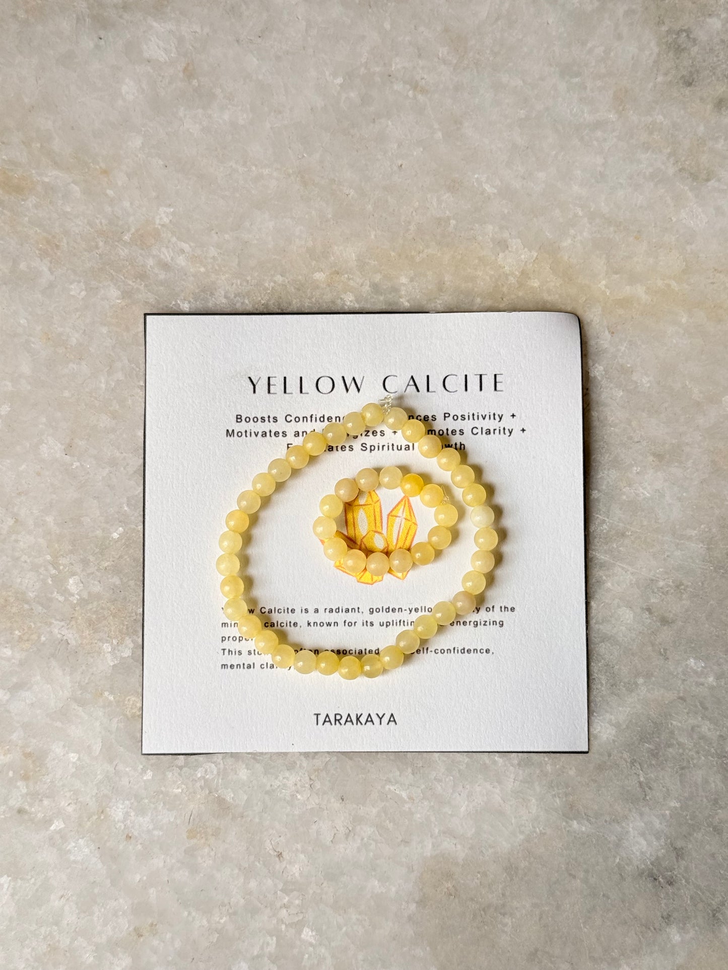 Natural Crystal Yellow Calcite 4mm Stretchy Rings & Bracelet