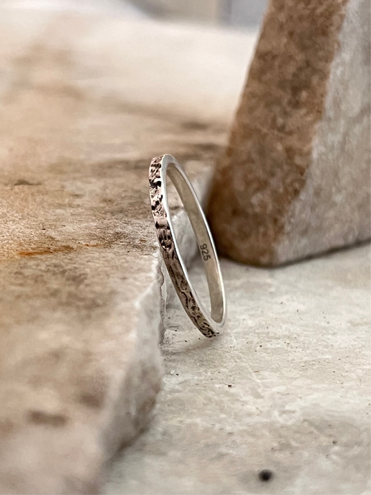 Textured Stack Band 925 Sterling Silver Ring