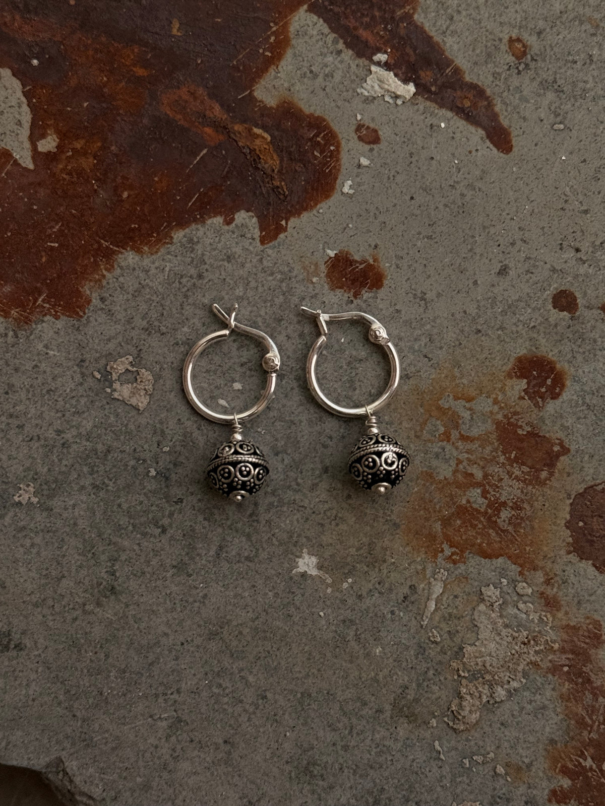 925 Sterling Silver Rawa Silver Balls Hoops Mandali Earrings