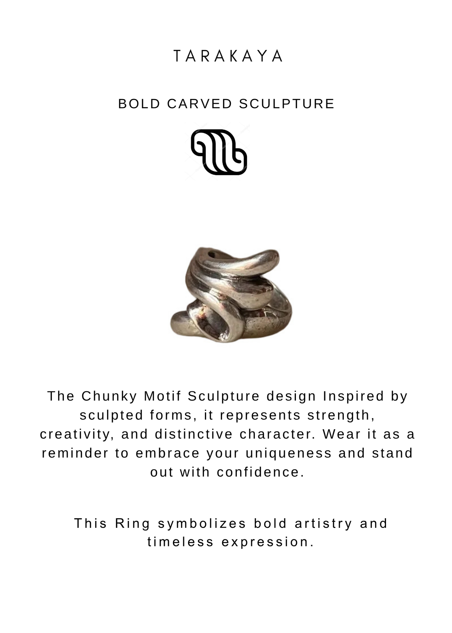 925 Sterling Silver Chunky Motif Sculpture Knot Ring