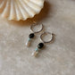 925 Sterling Silver Green Tourmaline Larimar Fresh Water Pearls Hangings Hoops Earrings