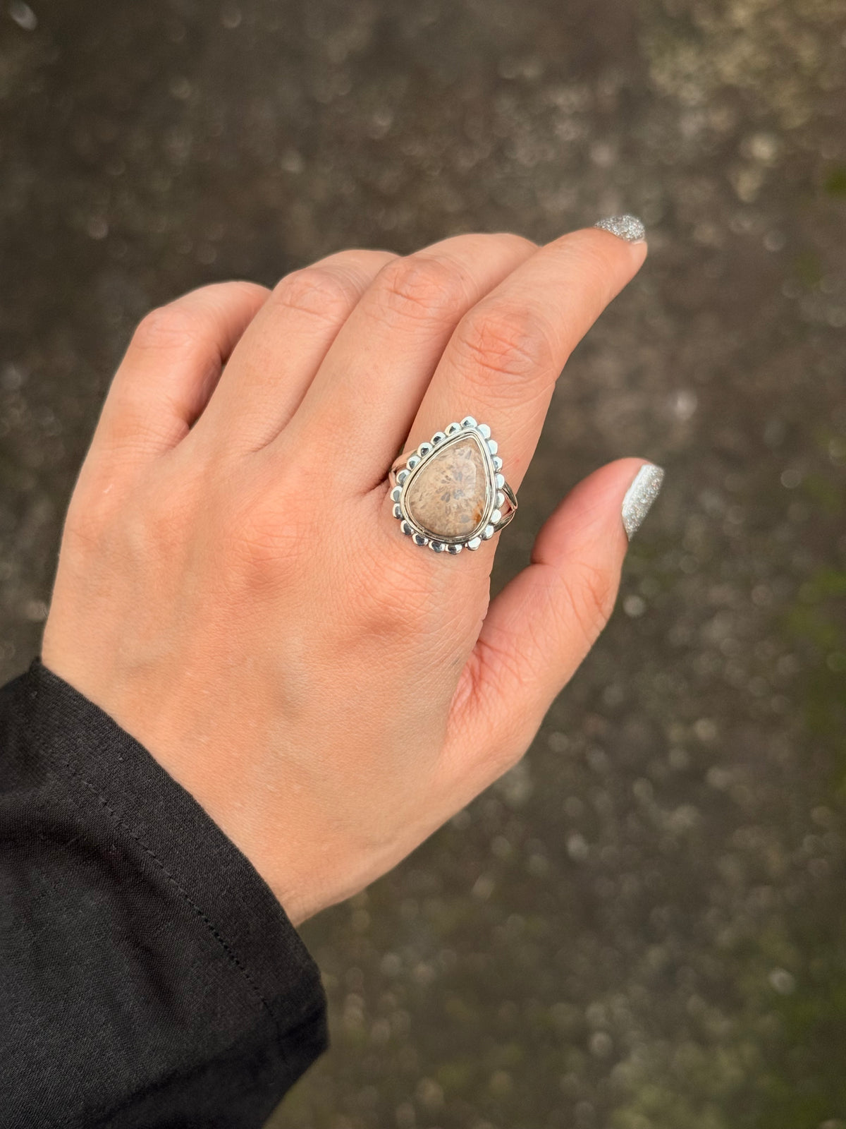 925 Sterling Silver Pear Jasper Handcrafted Ring