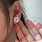 925 Sterling Silver Mother of Pearl Flower Carved - Black Spinel Round Studs- 2 in 1