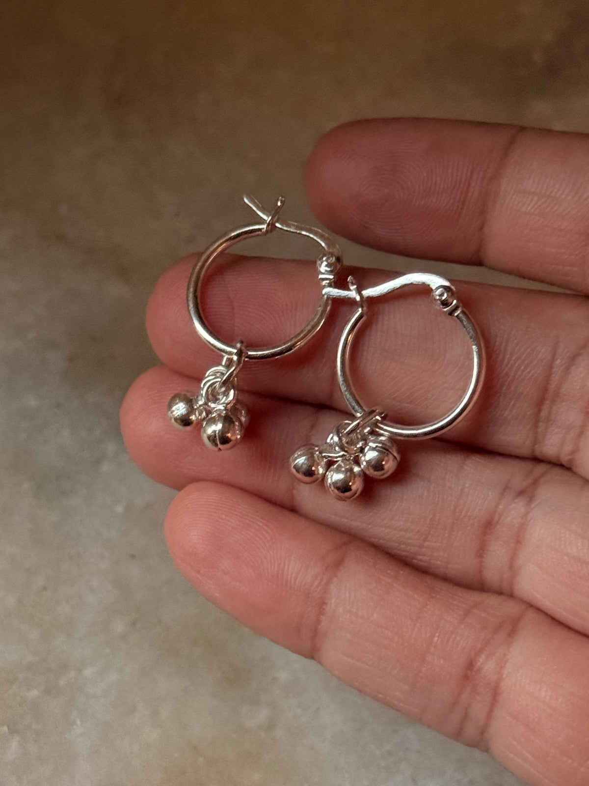 925 Sterling Silver Handcrafted Tribal Ghungroo Big Hoops Mandali Earrings