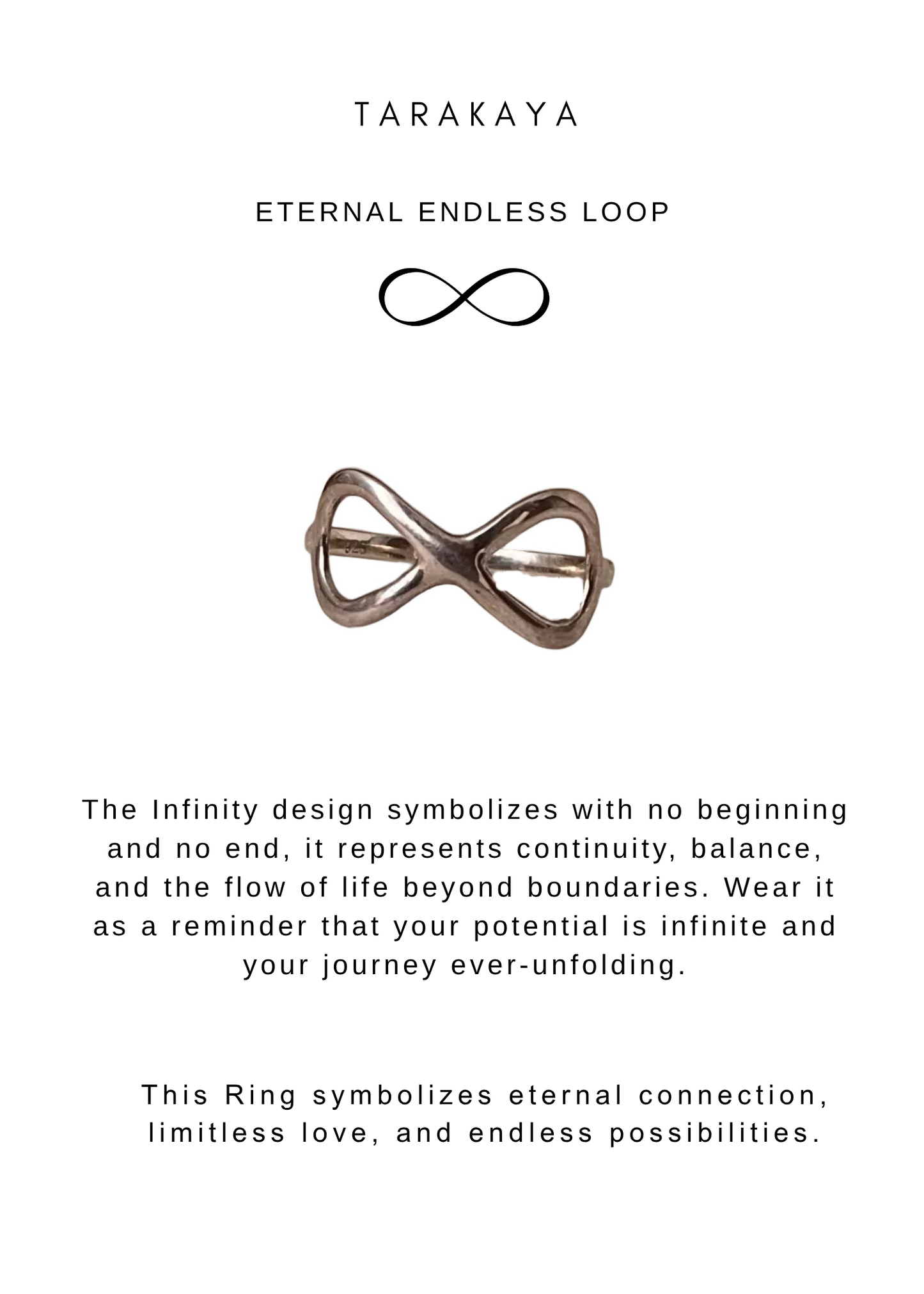 925 Sterling Silver Plain Boho Infinity Ring