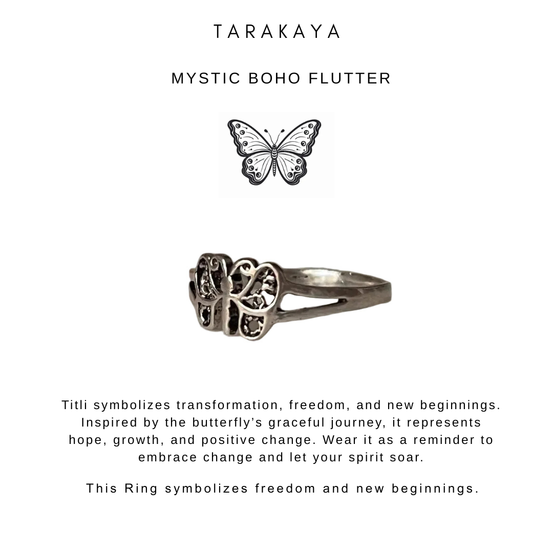 925 Sterling Silver Boho Titli / Butterfly Ring