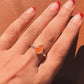 Carnelian pear silver ring with a polished silver band