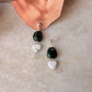 925 Sterling Silver Green Aventurine, Howlite & Clear Quartz Earrings