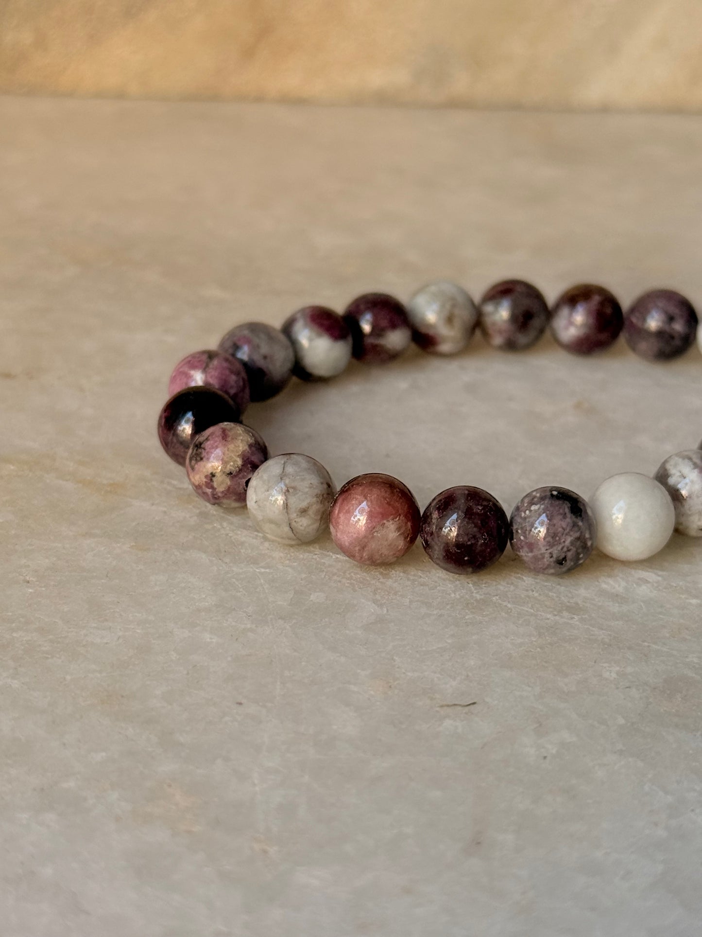 Natural Crystal AA Pink Tourmaline 8mm Bracelet