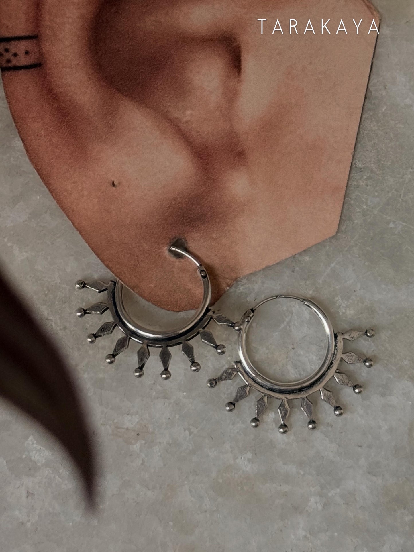 925 Sterling Silver Tribal Hoops Earrings- Tatvam