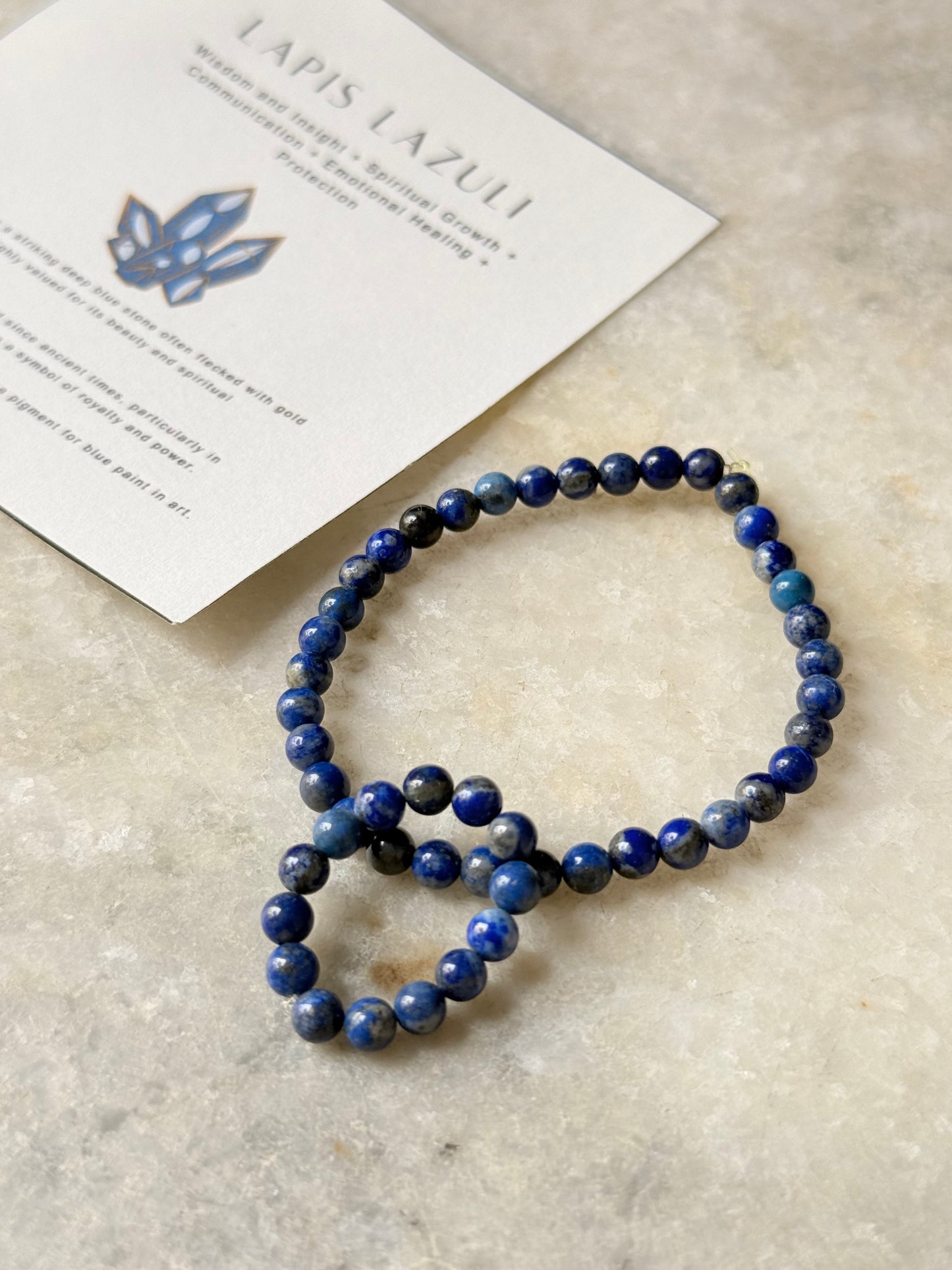 Natural Crystal Lapis Lazuli 4mm Stretchy Rings & Bracelet