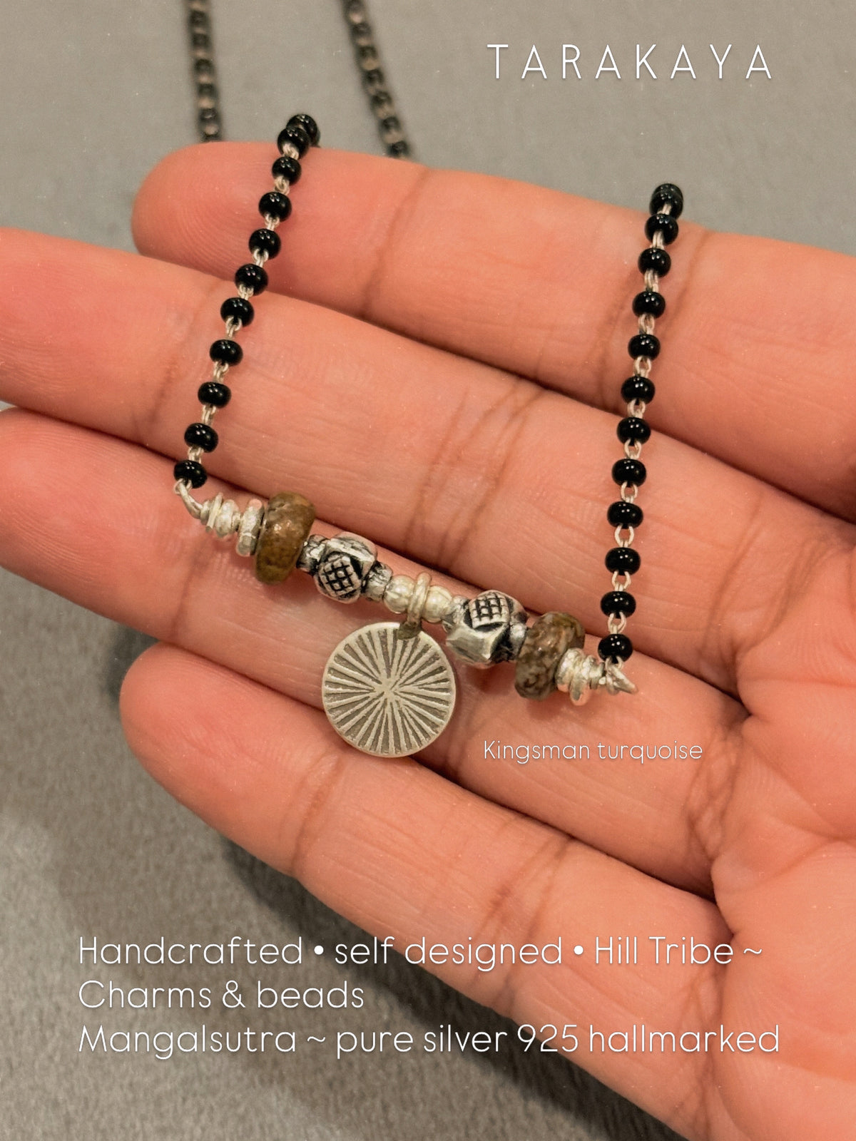 925 Sterling Silver Coin Kingsman Turquoise HillTribe Boho Mangalsutra
