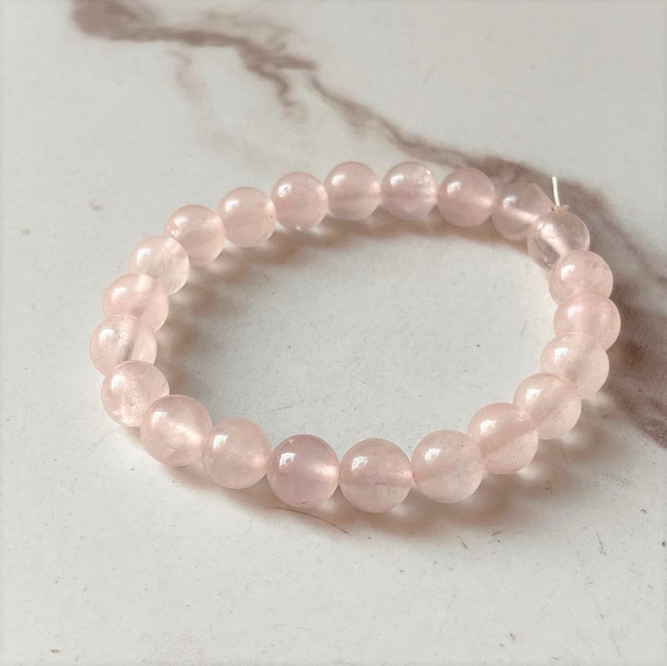  8MM Rose Quartz Beaded Bracelet 