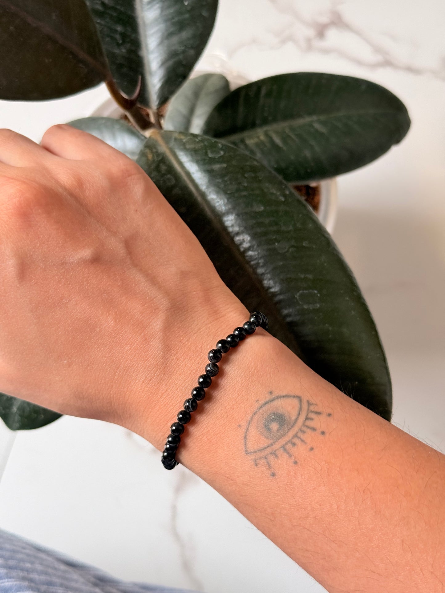 Natural Crystal Sulemani Hakik - Evil Eye 4mm Bracelet