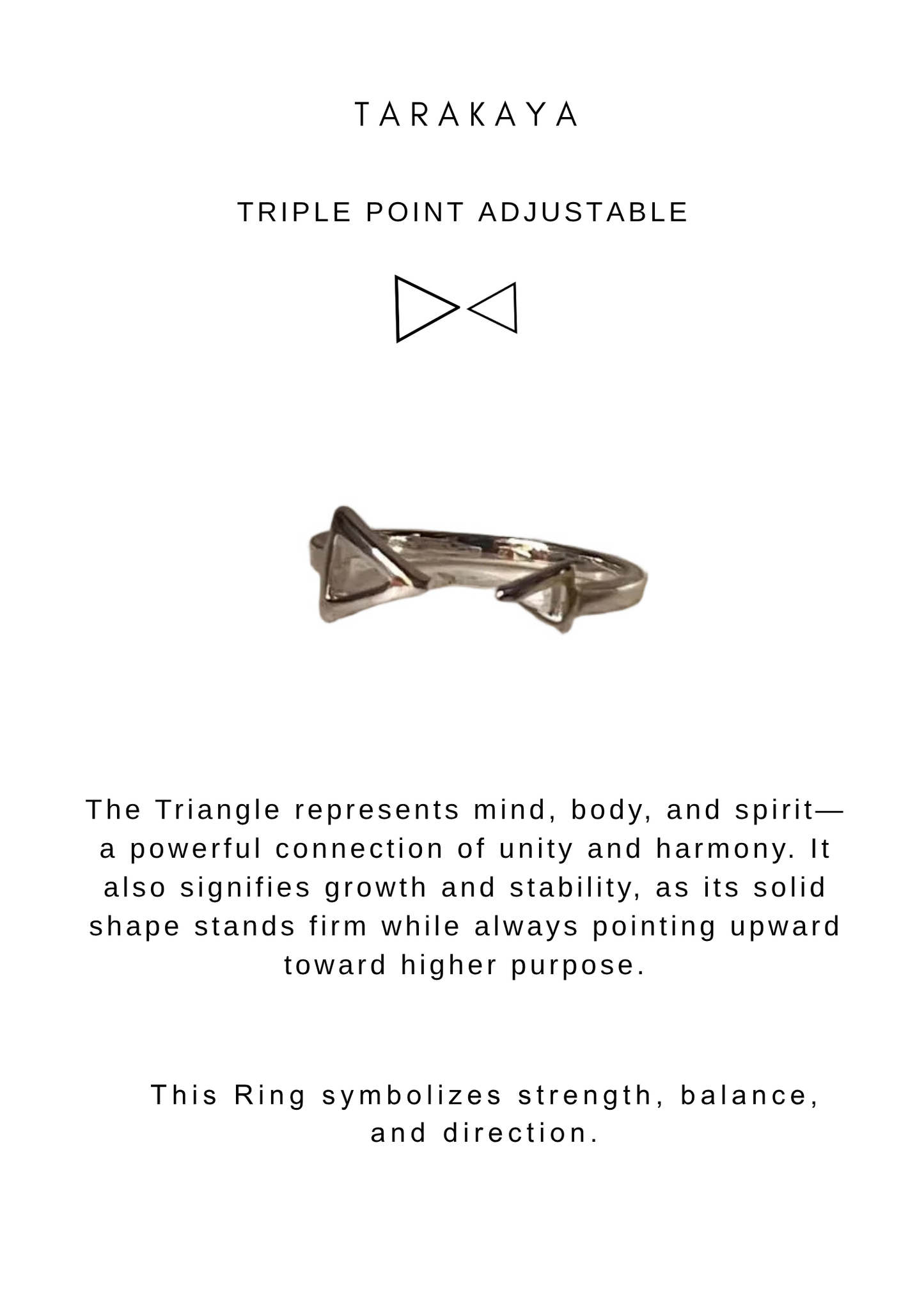 925 Sterling Silver Adjustable Boho Triangle Ring